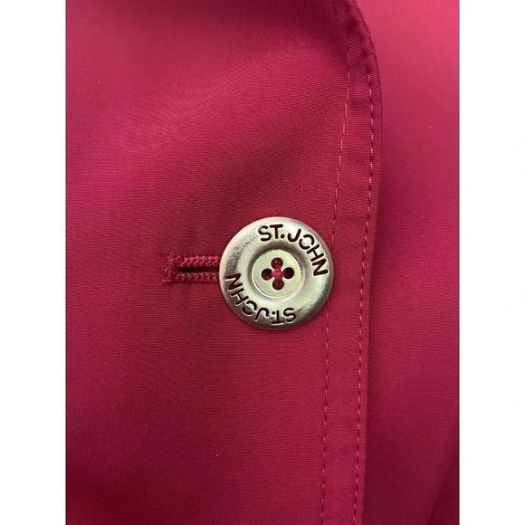St. John Sport Jacket Raincoat Red Gold Button Double Breasted Small S - Picture 3 of 7